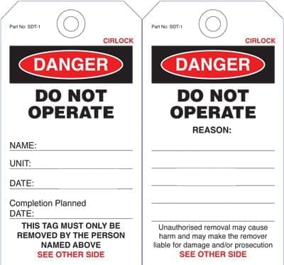 Danger Do Not Operate Tag Poly & Cardboard SDT-1