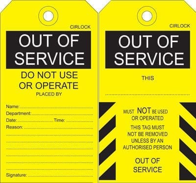 Out of Service Tag Poly and Cardboard SDT-2